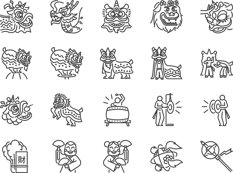 中国舞狮线的图标设置图片下载